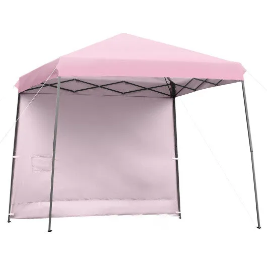 10 x 10 Feet Pop Up Tent Slant Leg Canopy with Detachable Side Wall-Pink