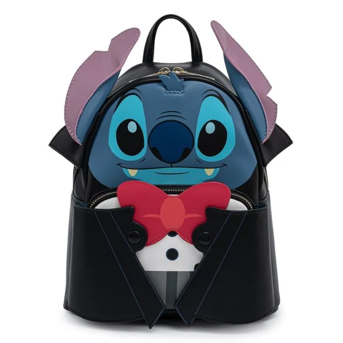 10" Disney : Lilo & Stitch - Vampire Stitch Cosplay Faux Leather Mini Backpack Bag Loungefly