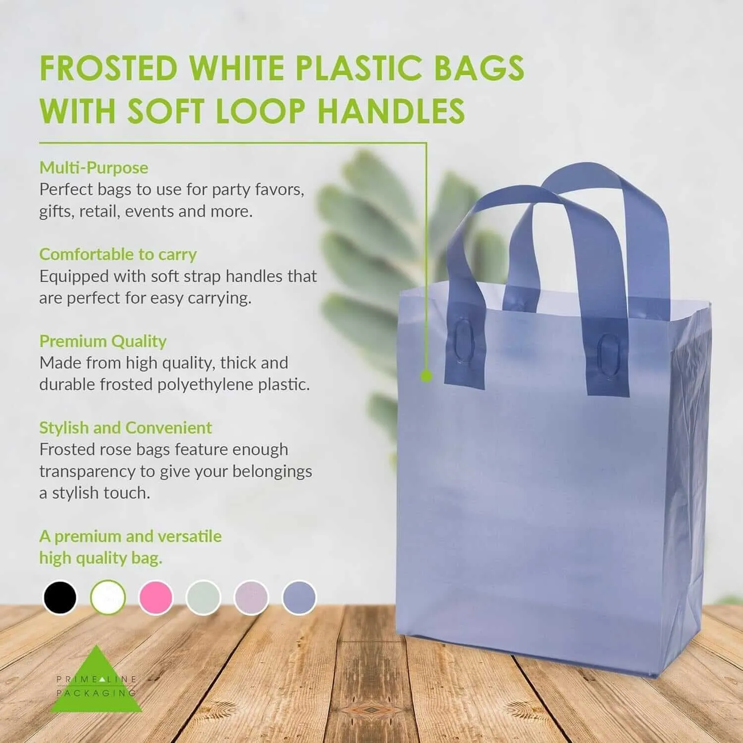 10x5x13 Medium Frosted Navy Blue Plastic Bags with Handles