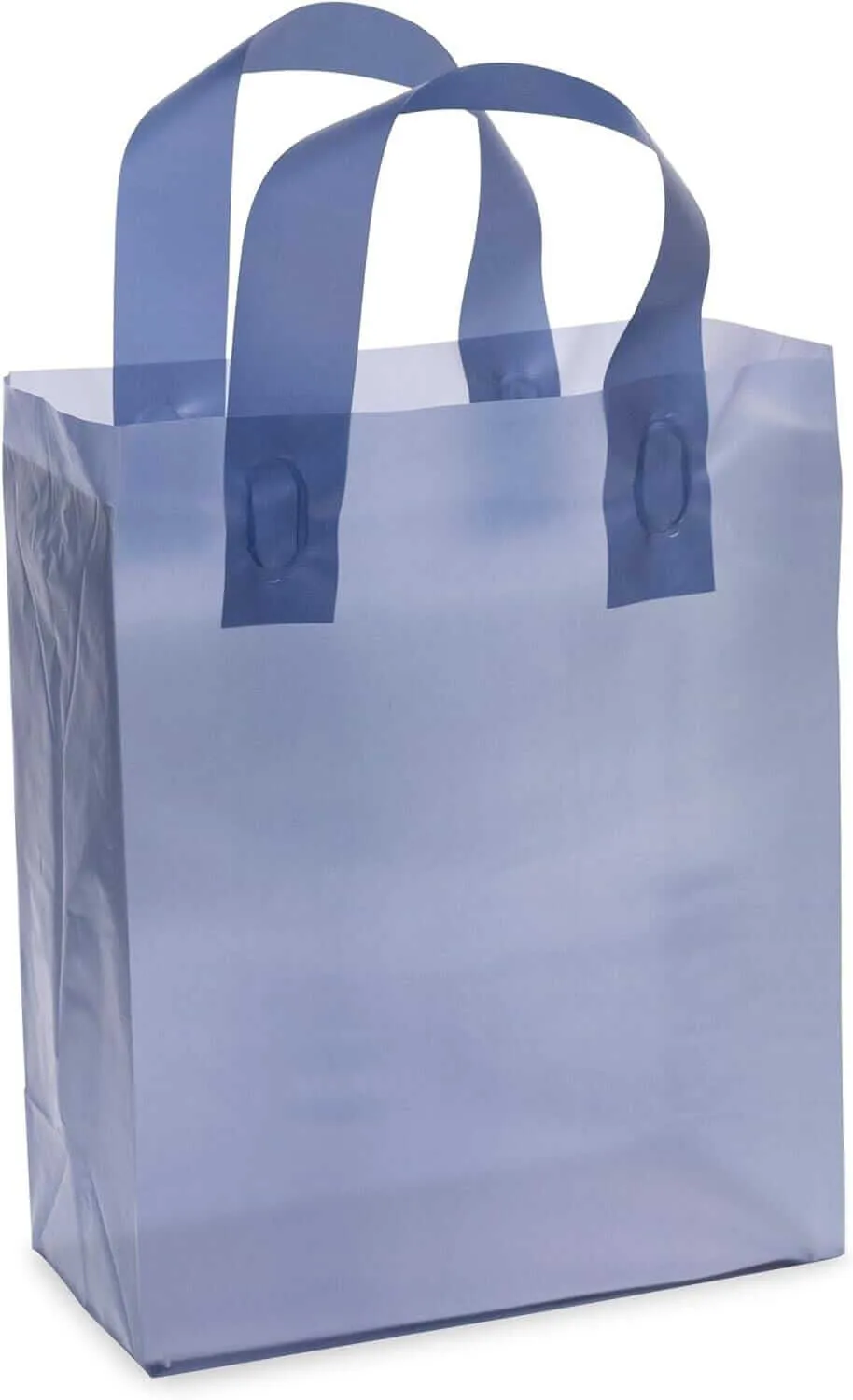 10x5x13 Medium Frosted Navy Blue Plastic Bags with Handles