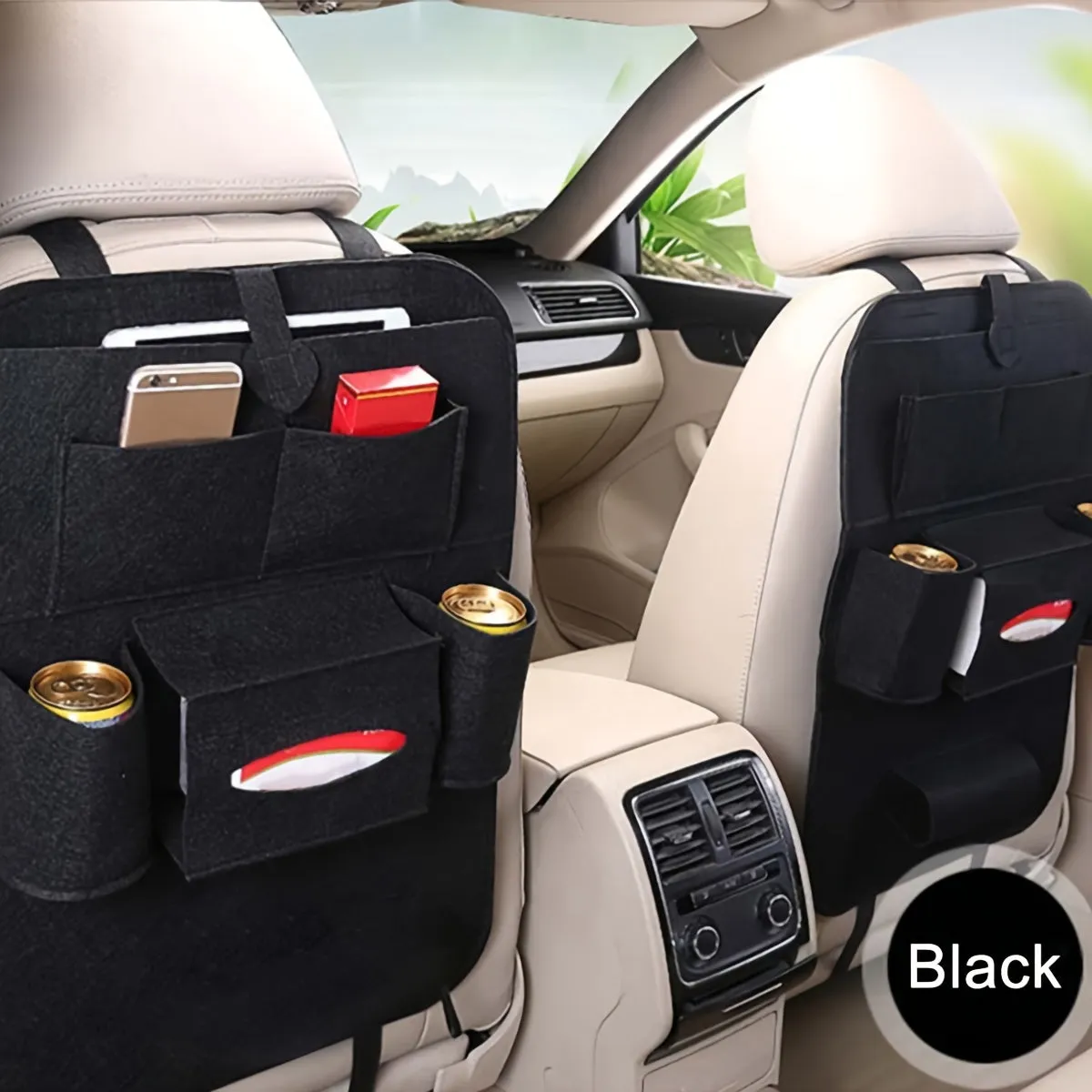 1pc Felt Car Seat Storage Bag  Backrest Mounted Organizer