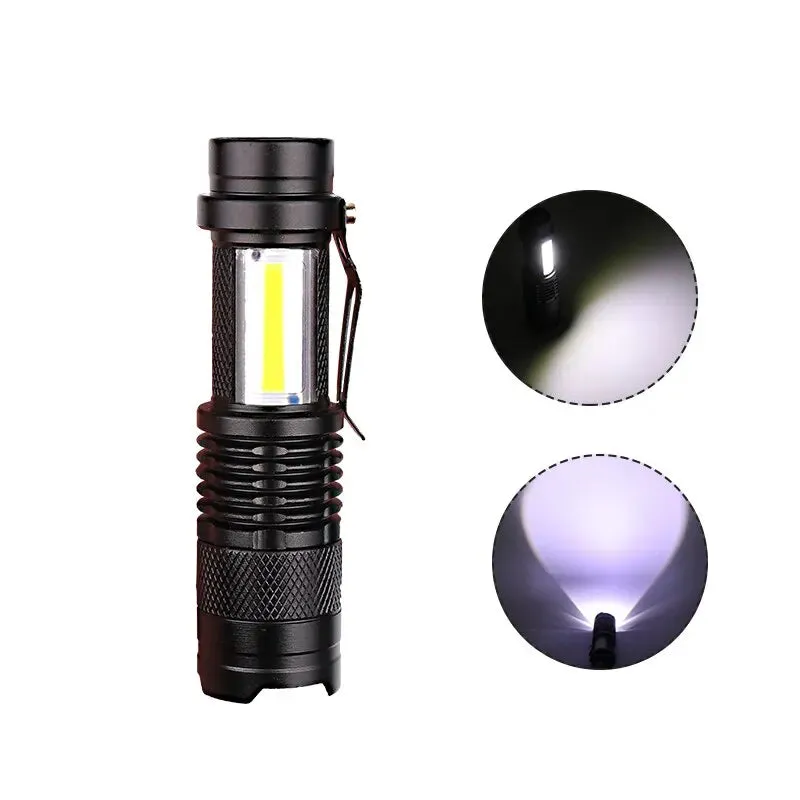 2000LM MINI Flashlights Built in Battery USB Charging LED Flash Light COB Zoomable Waterproof Tactical Torch Lamp Bulbs Lantern