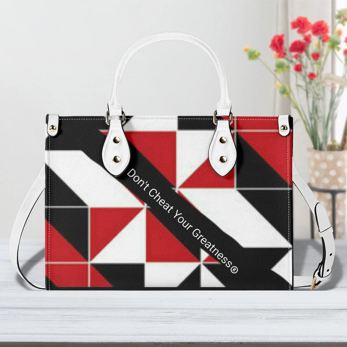 45 Dgr White Logo & Red, White & Black Multiple Sizes Upgraded Luxury Women PU Leather Handbag