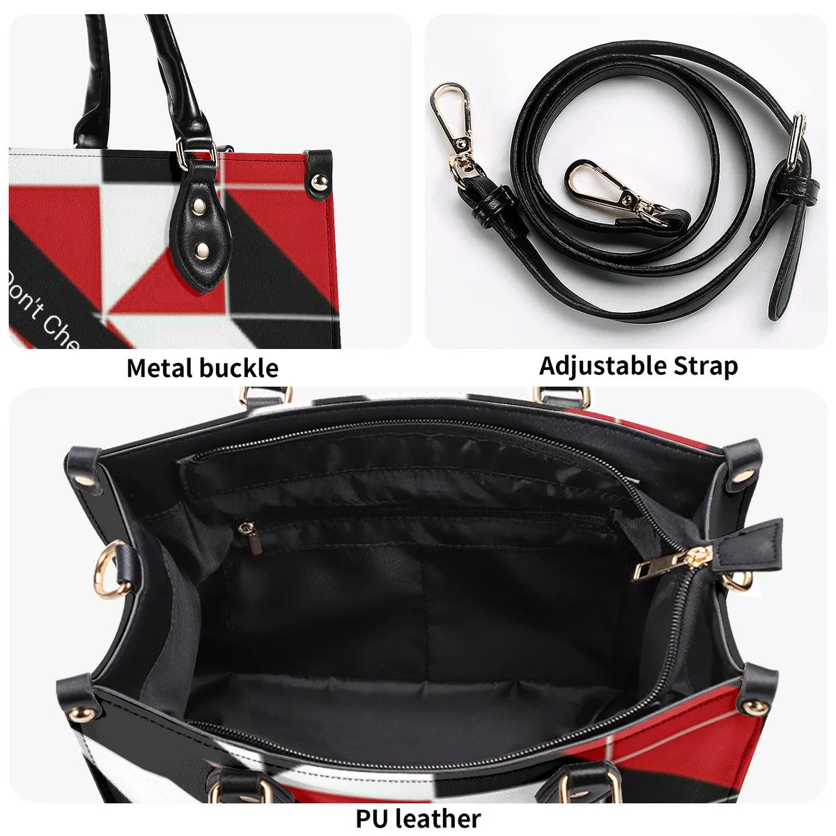 45 Dgr White Logo & Red, White & Black Multiple Sizes Upgraded Luxury Women PU Leather Handbag