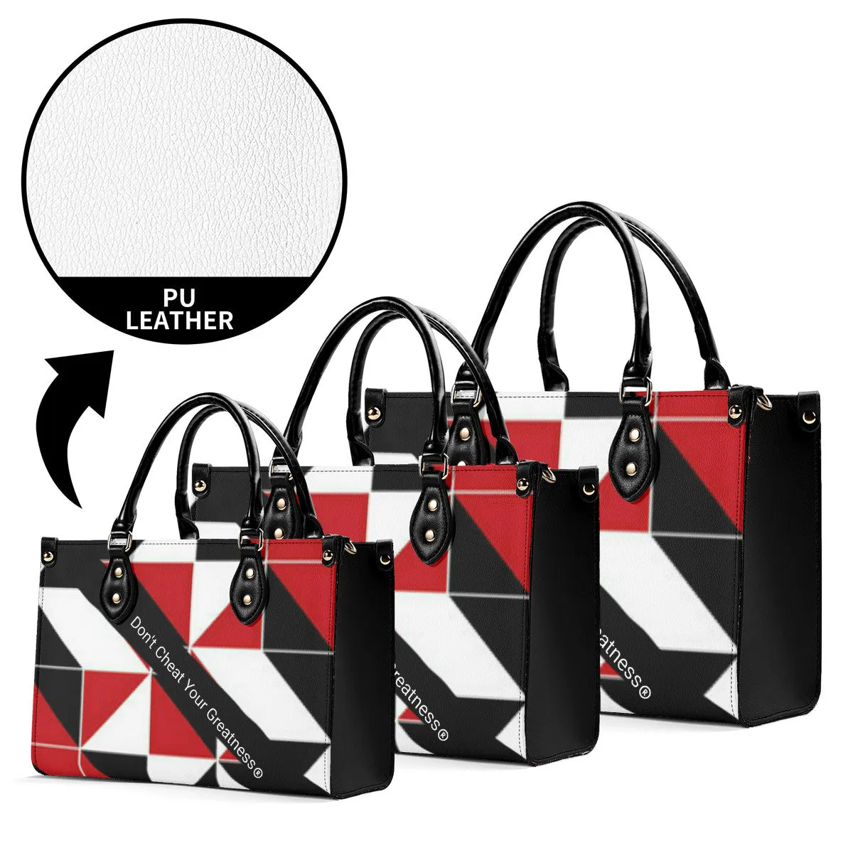 45 Dgr White Logo & Red, White & Black Multiple Sizes Upgraded Luxury Women PU Leather Handbag