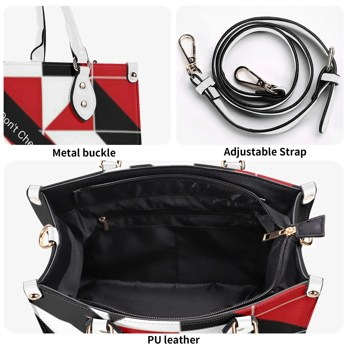 45 Dgr White Logo & Red, White & Black Multiple Sizes Upgraded Luxury Women PU Leather Handbag