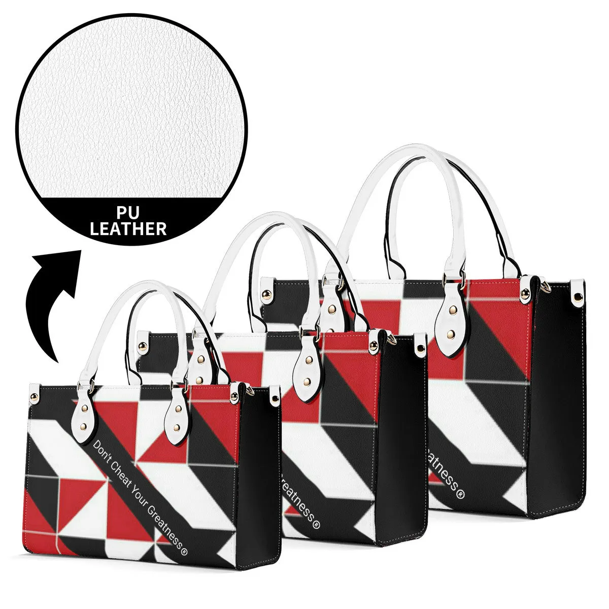 45 Dgr White Logo & Red, White & Black Multiple Sizes Upgraded Luxury Women PU Leather Handbag