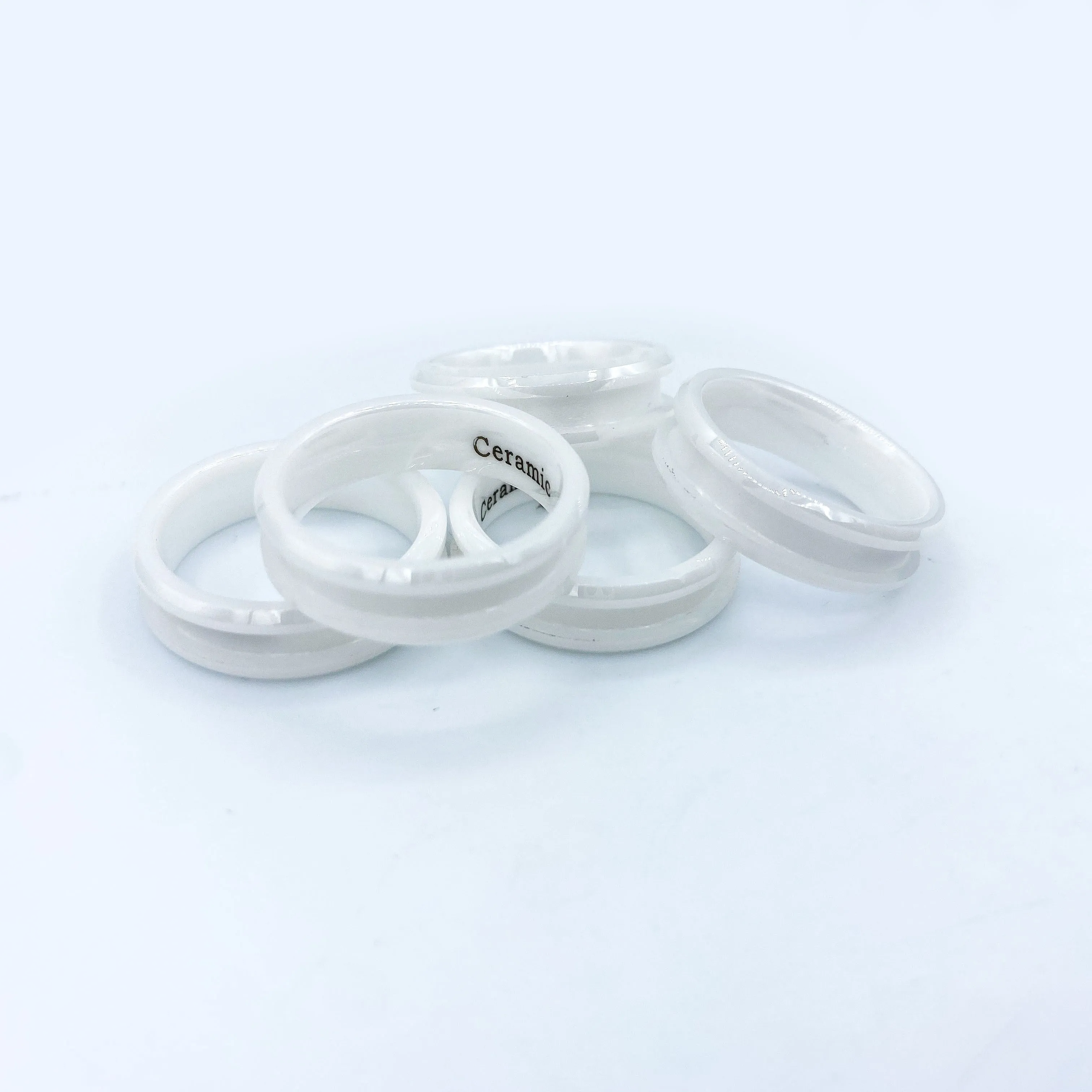 5 Pack - White Ceramic Ring Blank