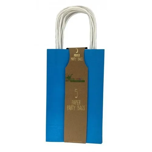 5pk Azure Blue Paper Party Gift Bags