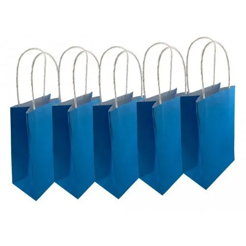 5pk Azure Blue Paper Party Gift Bags