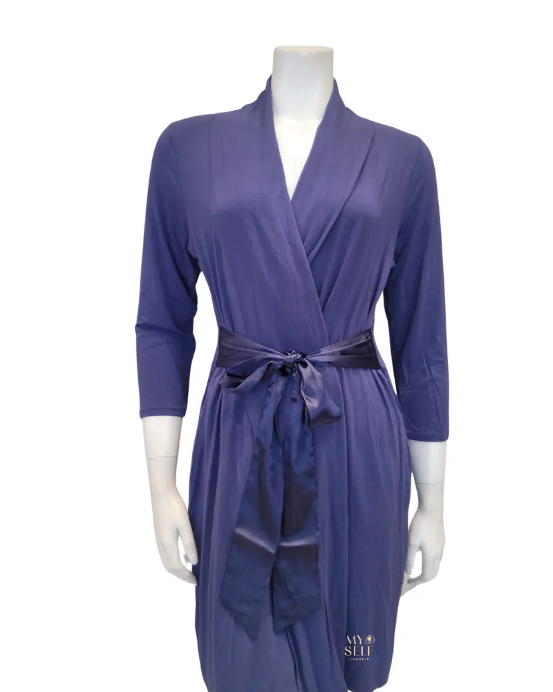 620 Oxford Blue Modal Short Morning Robe