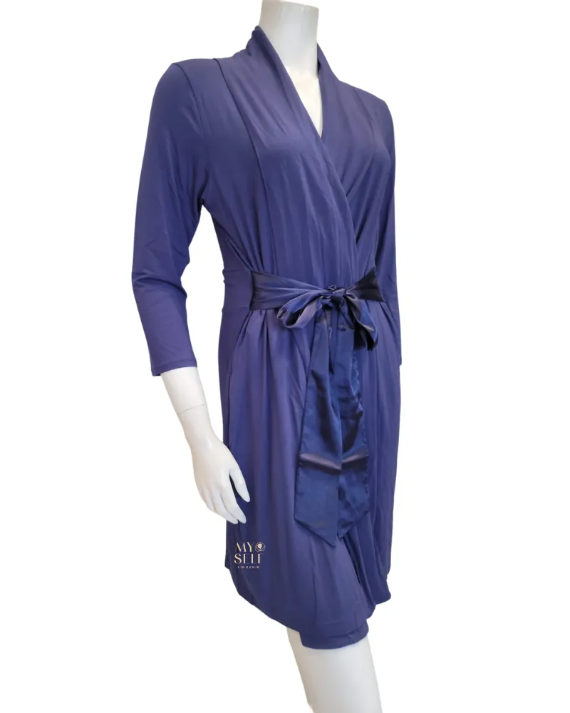 620 Oxford Blue Modal Short Morning Robe