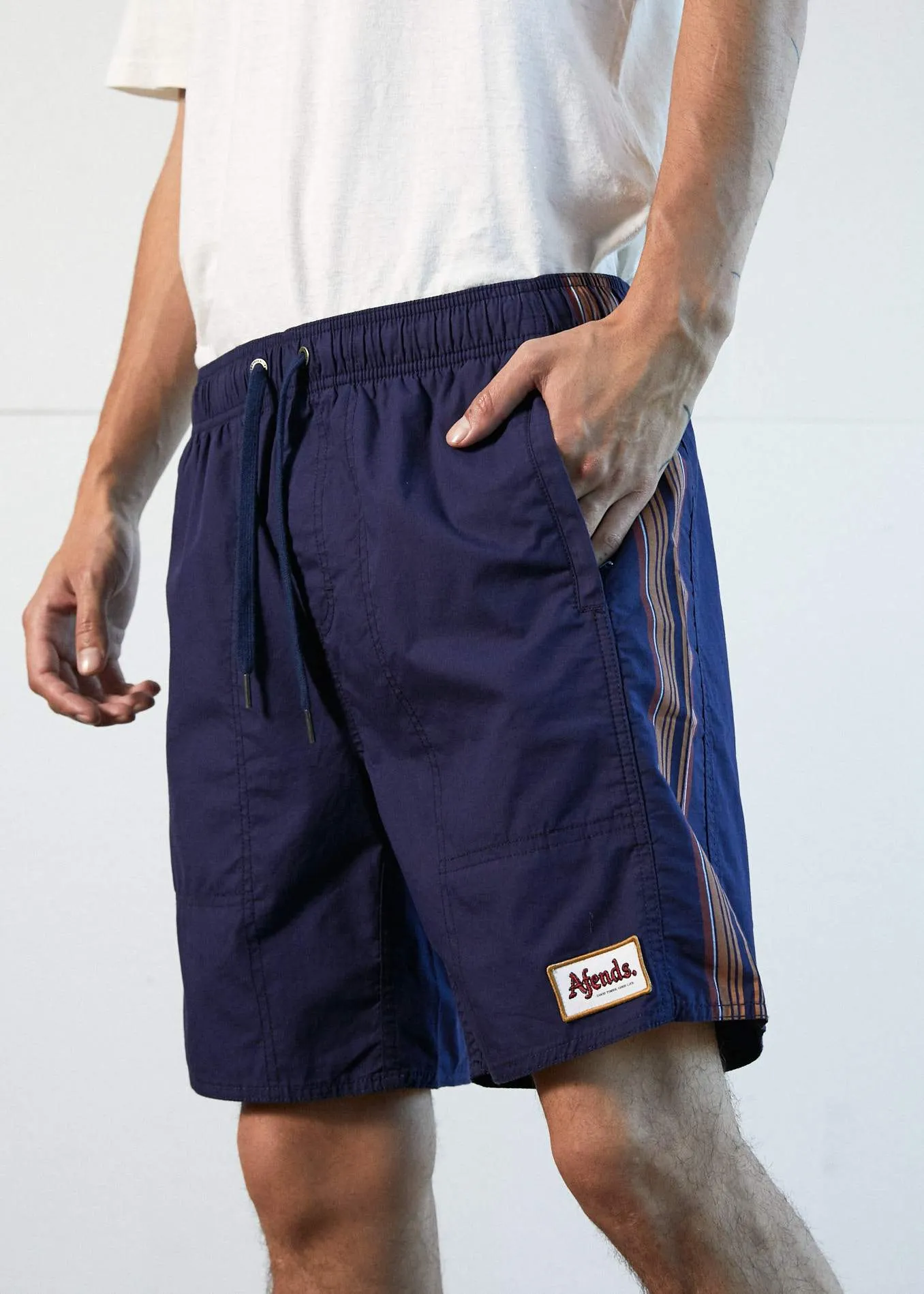 Afends Mens Baywatch Bazz Lurker - Elastic Waist Boardshort - Iris