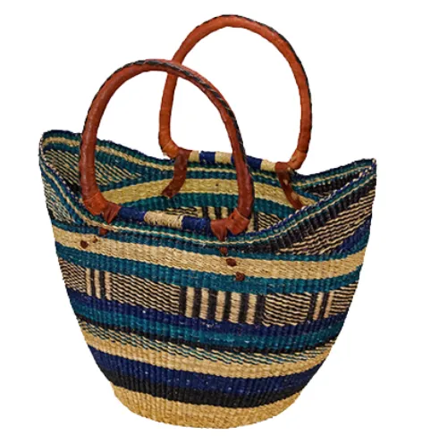 African Market Baskets- Shopping Tote- Thin Rim