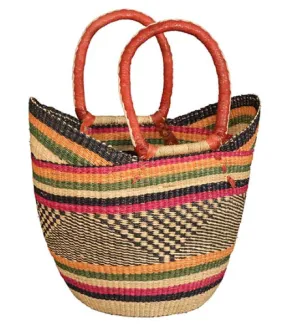 African Market Baskets- Shopping Tote- Thin Rim