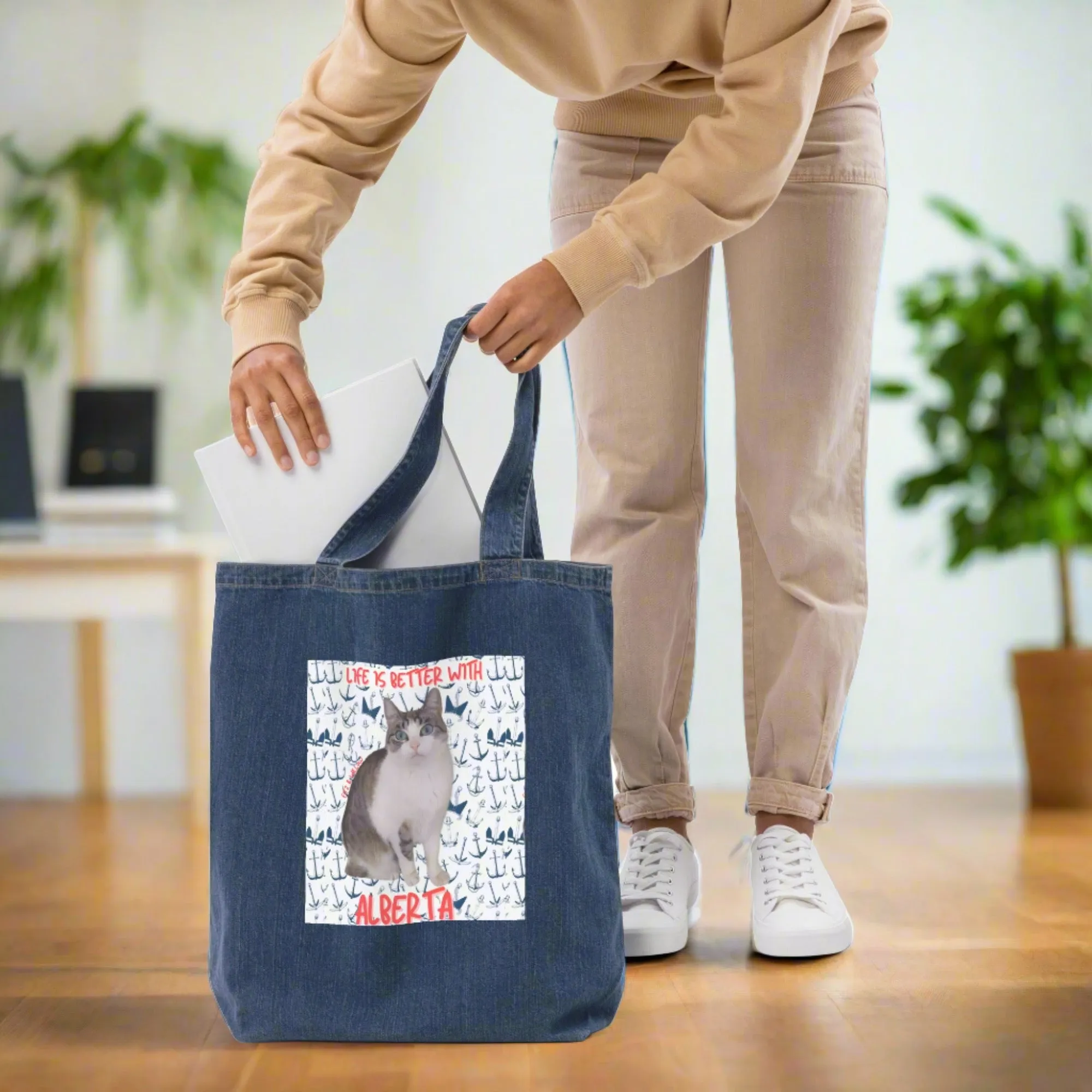 Alberta, denim sustainable tote bag