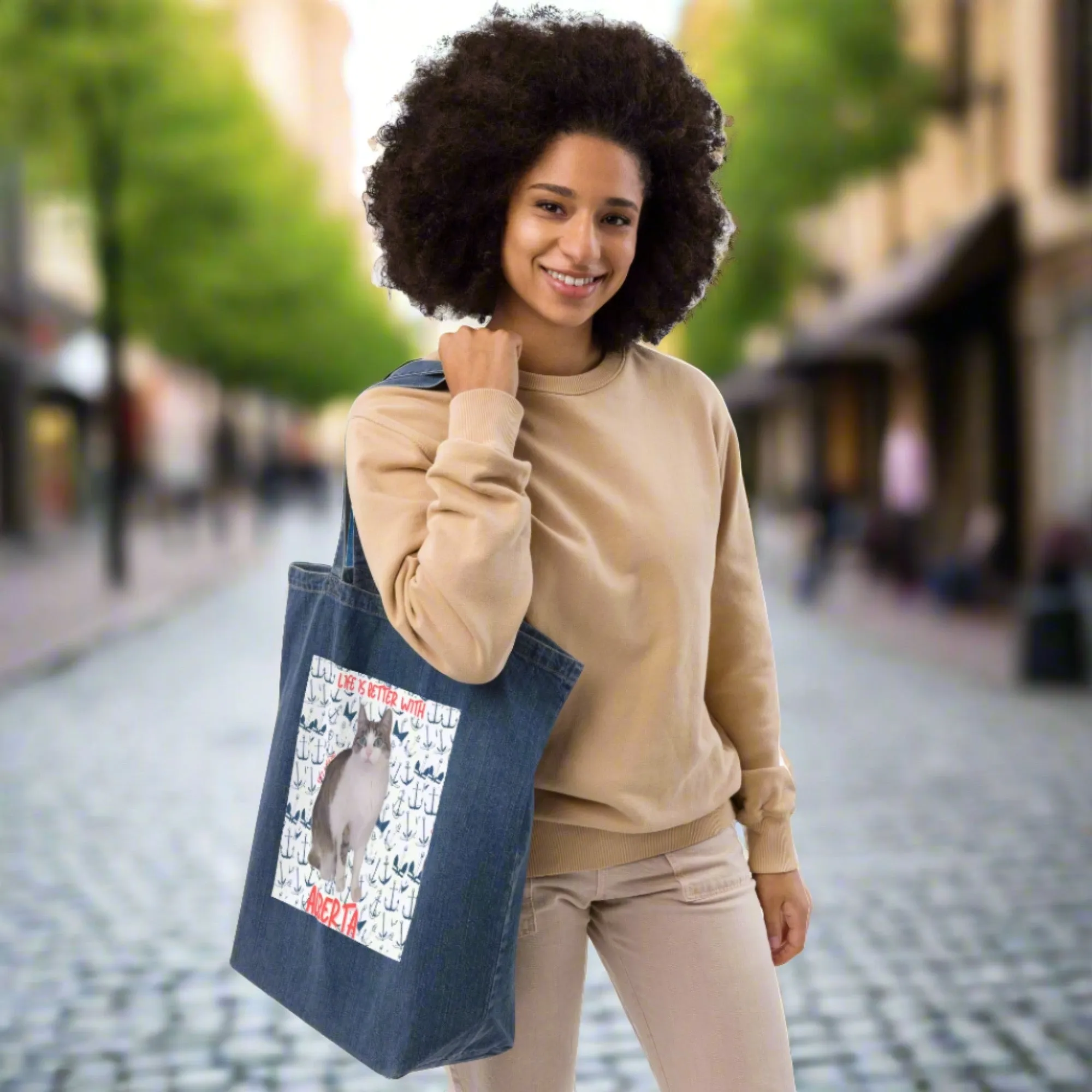 Alberta, denim sustainable tote bag