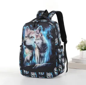 Alerted Wolves All Over Print Large Unisex Backpack