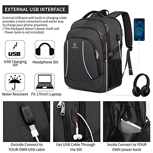 All-in-One 17.3" Travel Backpack with USB & RFID Protection