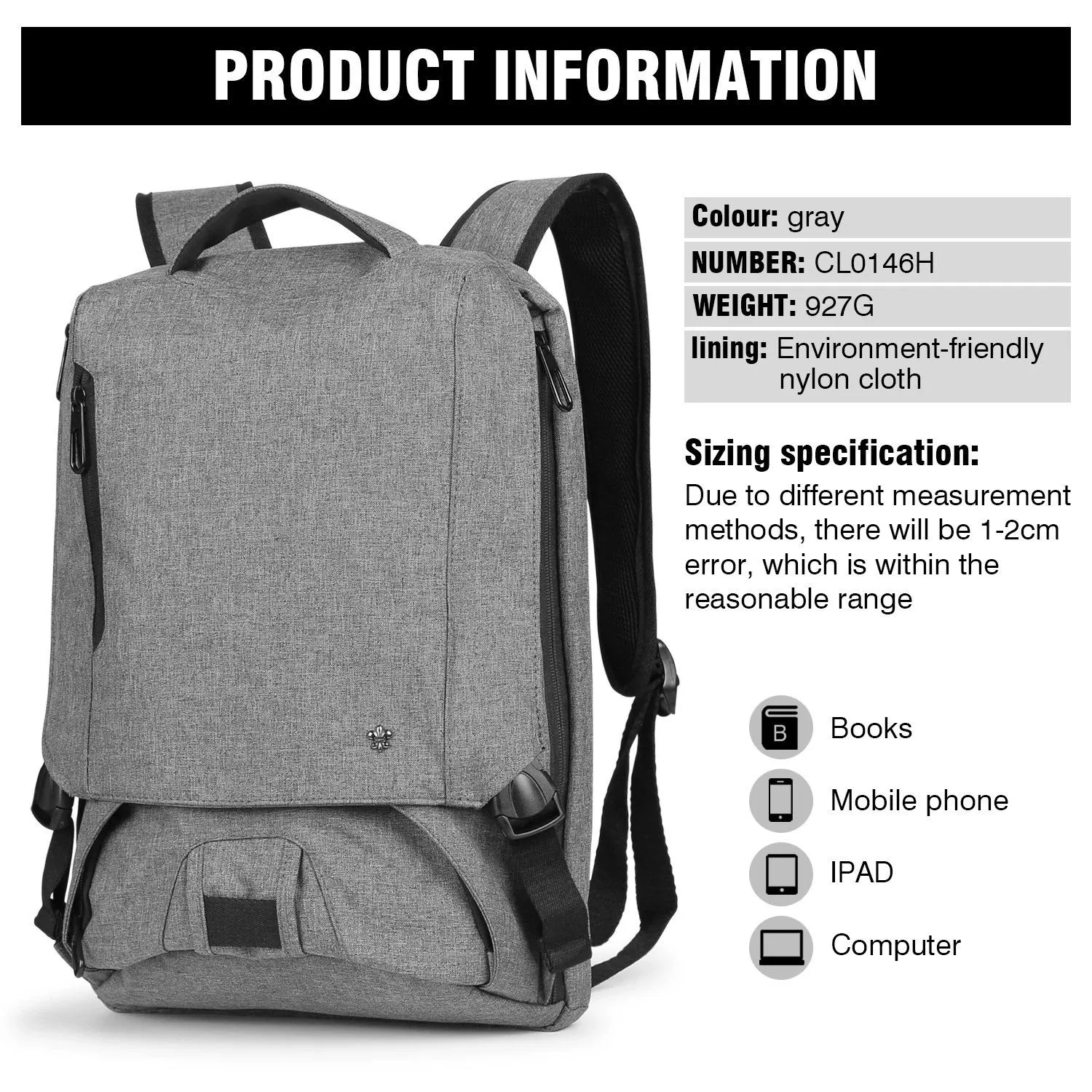 Anti-theft 14Inch Laptop Computer Backpack for Travel Waterproof Business School