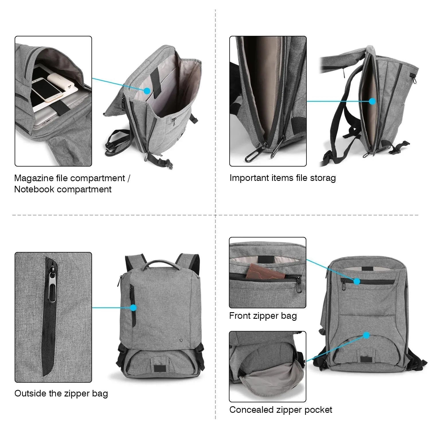 Anti-theft 14Inch Laptop Computer Backpack for Travel Waterproof Business School