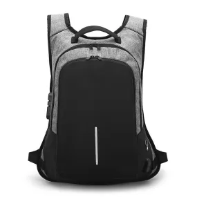 Anti-Theft College Backpack And Security Lock Grey Bag