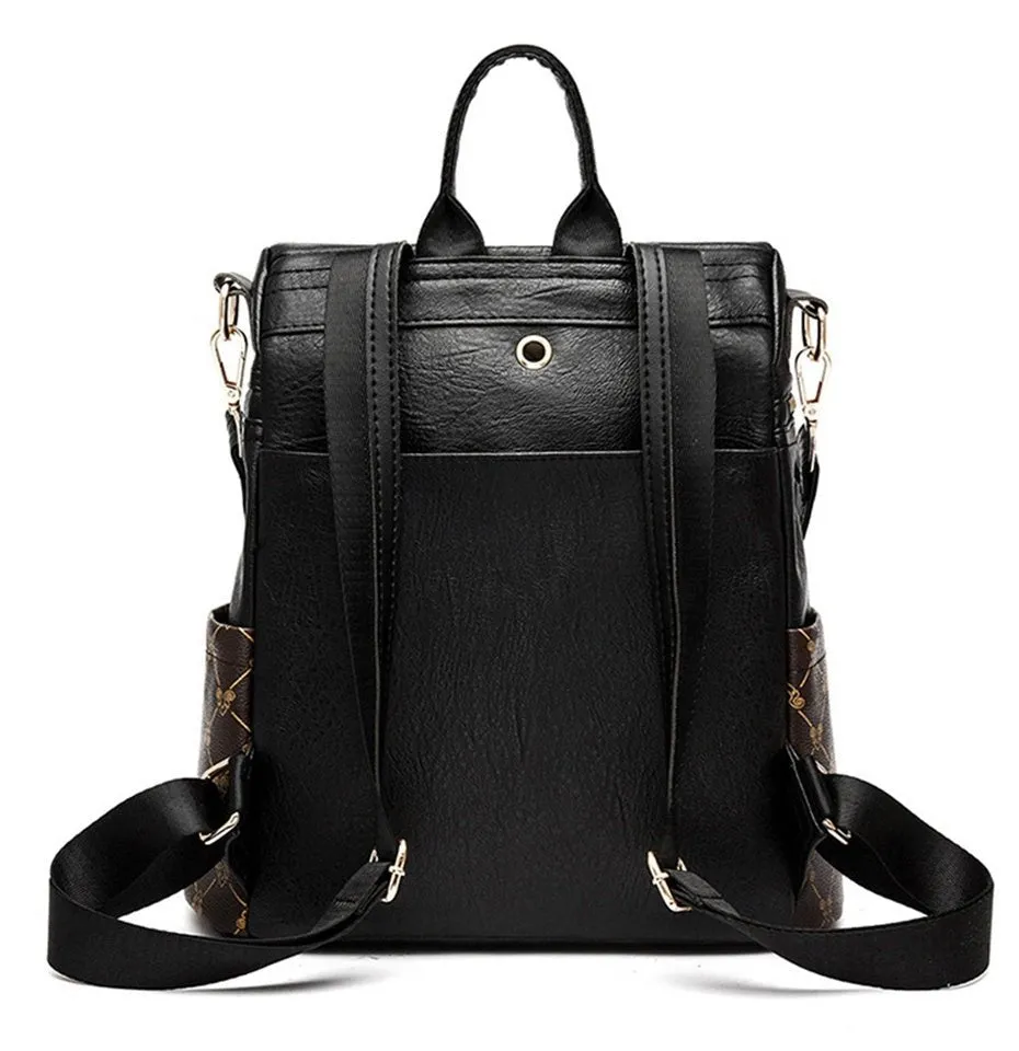 Anti-Theft PU Leather Backpack With Shoulder Strap