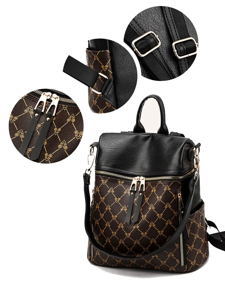 Anti-Theft PU Leather Backpack With Shoulder Strap