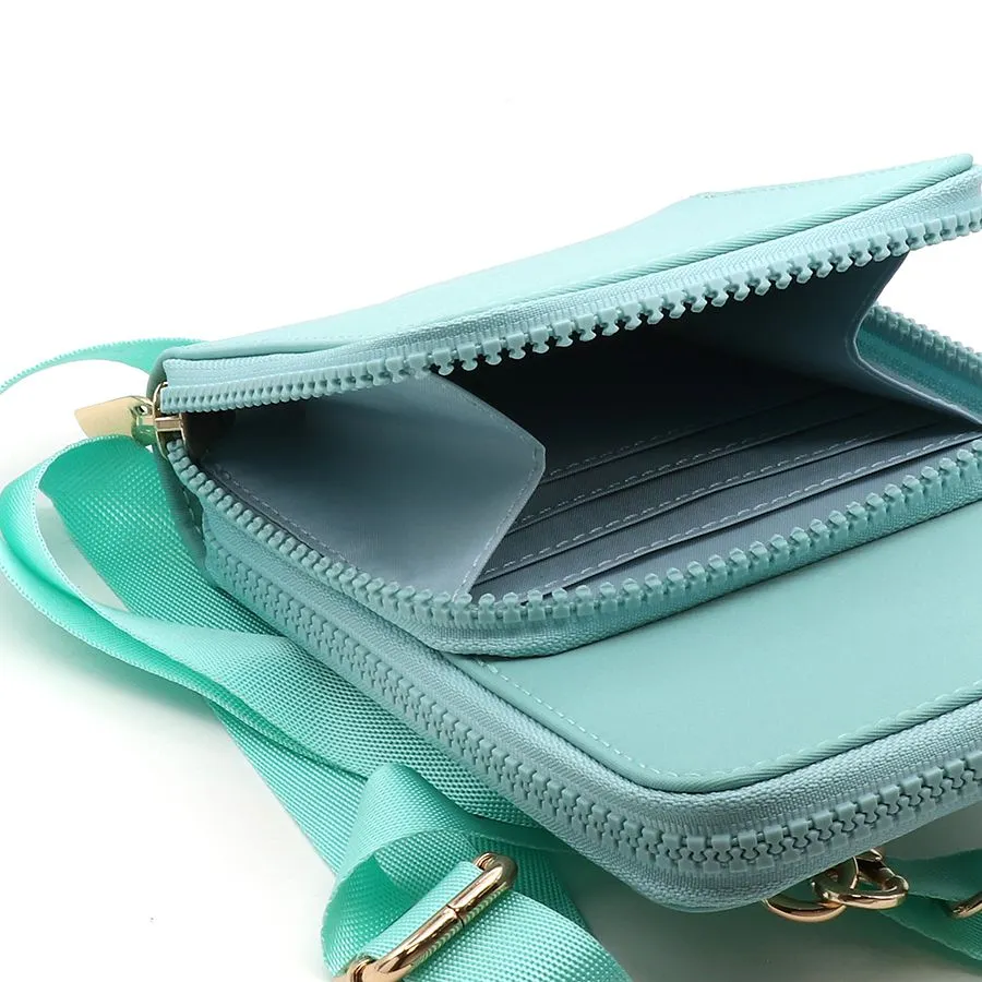 Aqua Recycled Nylon Phone Bag