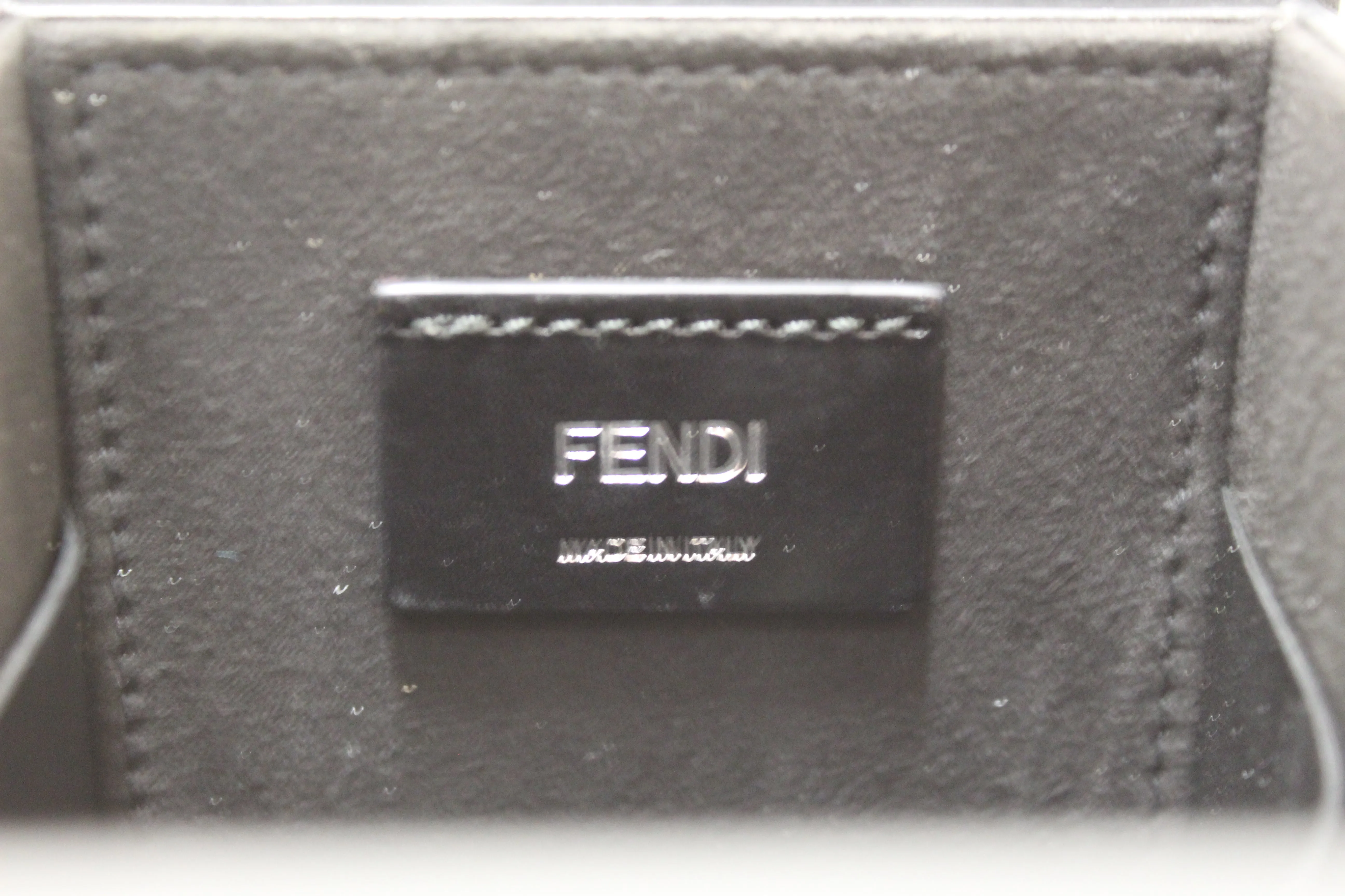 Authentic Fendi Black Leather Vertical Mini Box Messenger Bag