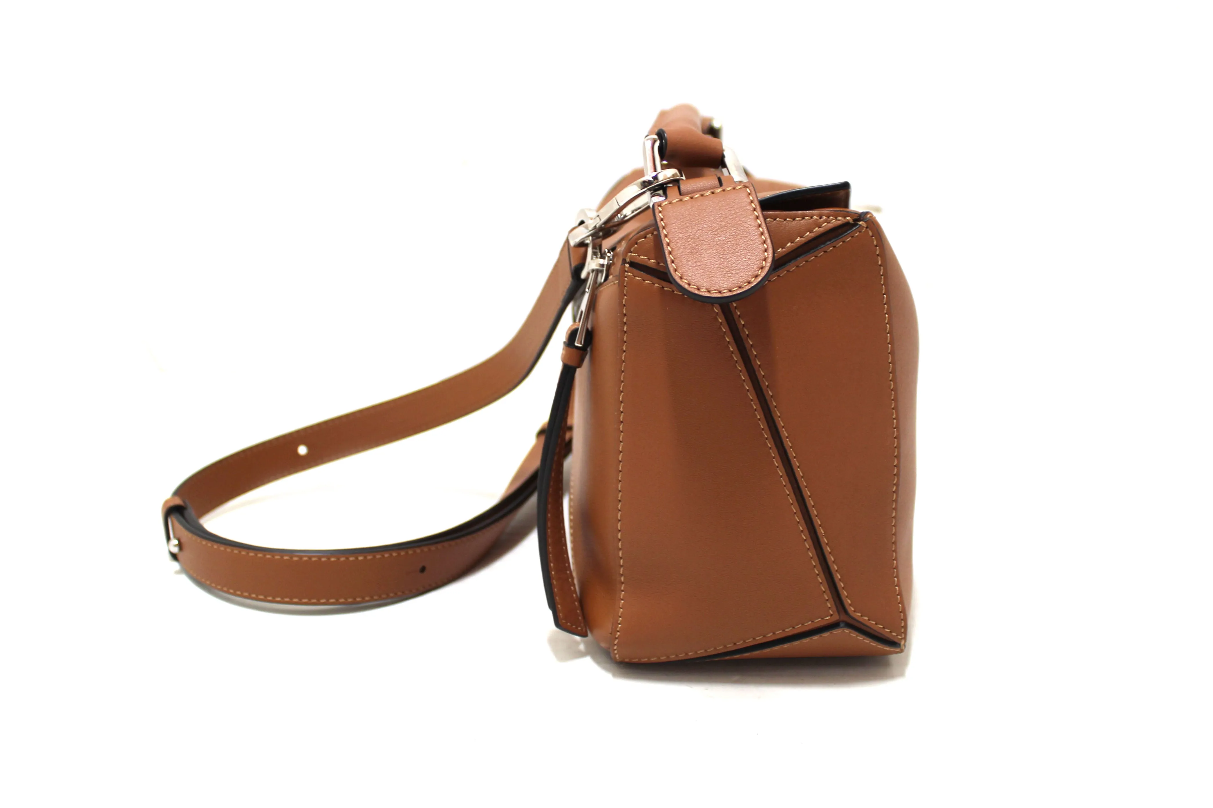 Authentic Loewe Brown Calfskin Small Puzzle Bag