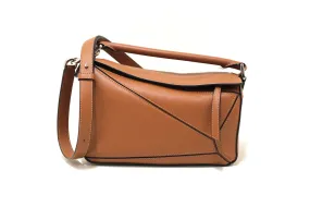 Authentic Loewe Brown Calfskin Small Puzzle Bag