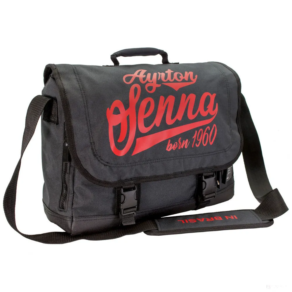 Ayrton Senna Notebook Bag, Born in Brasil, 40x32x13 cm, Grey, 2019