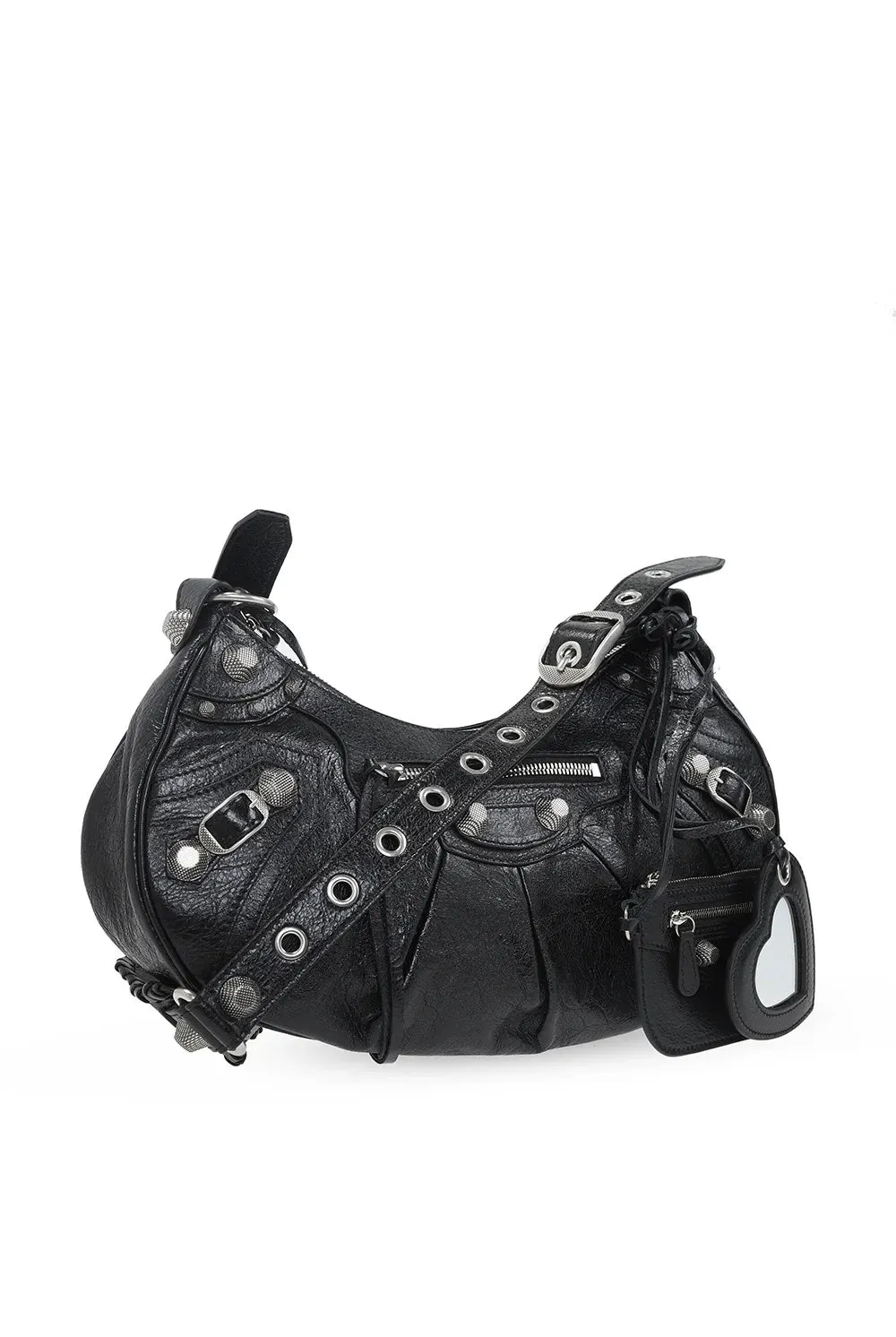 BALENCIAGA LE CAGOLE LAMBSKIN LEATHER SMALL SHOULDER BAG