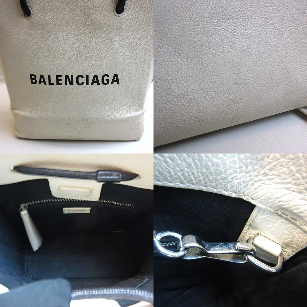 Balenciaga Leather Shopping Tote XXS White Handbag