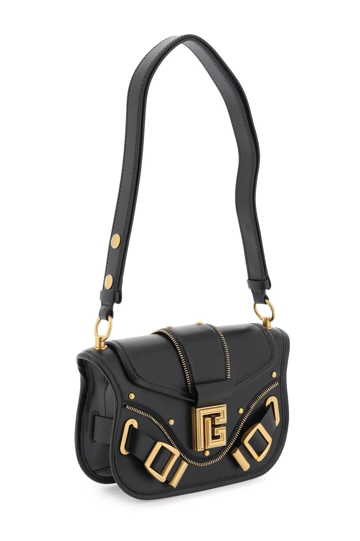 Balmain leather 'blaze' bag with monogram buckle