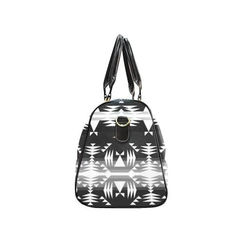 Between the Mountains Black and White Waterproof Travel Bag