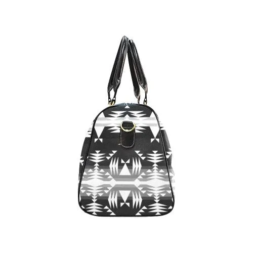 Between the Mountains Black and White Waterproof Travel Bag