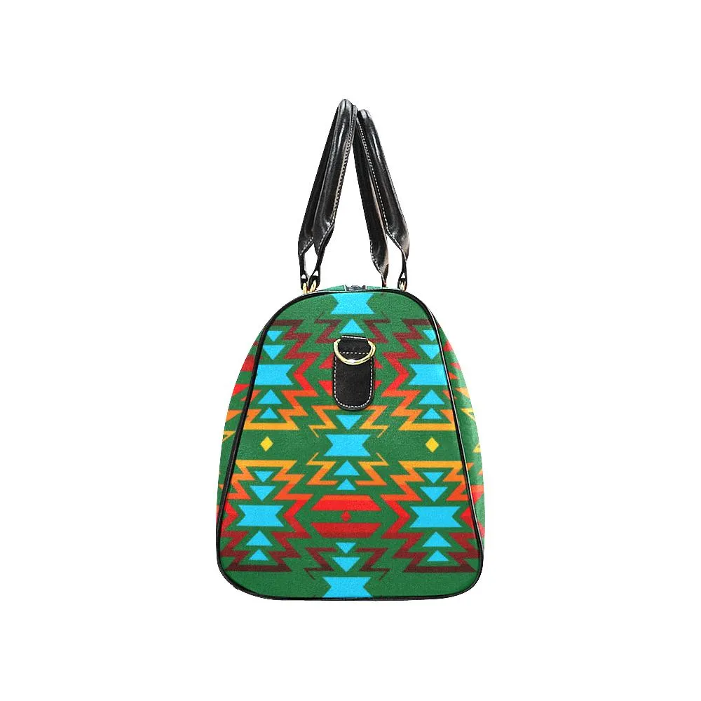 Big Pattern Fire Colors and Sky green Waterproof Travel Bag