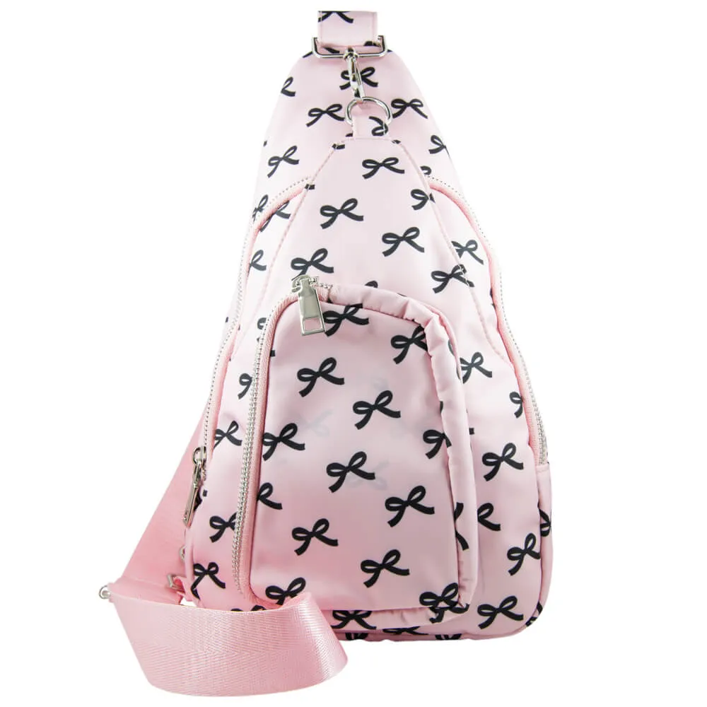 Black & Pink Mini Coquette Bows Wholesale Sling Bag