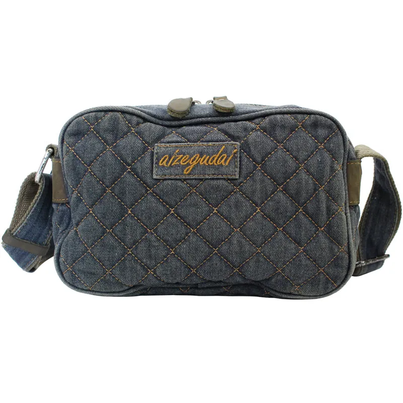 Black Denim Womens Small Quilted Shoulder Bags Denim Quilted Side Bag Quilted Crossbody Bag For Men