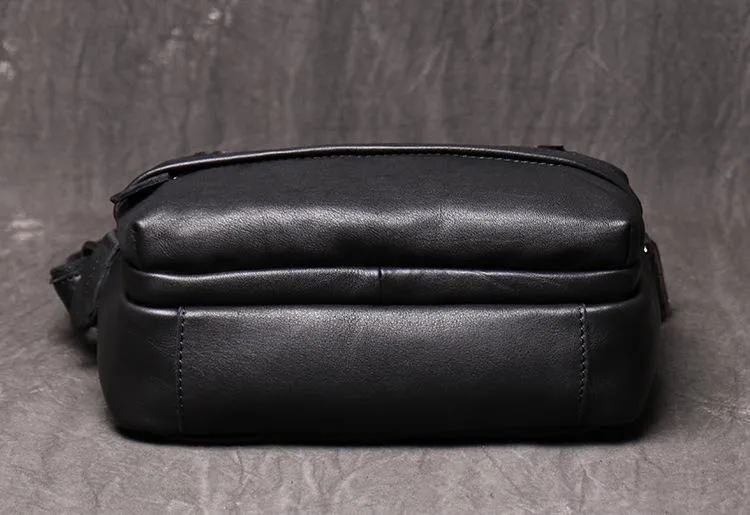 Black LEATHER MENS Small SIDE BAG COURIER BAG Black Small MESSENGER BAG FOR MEN