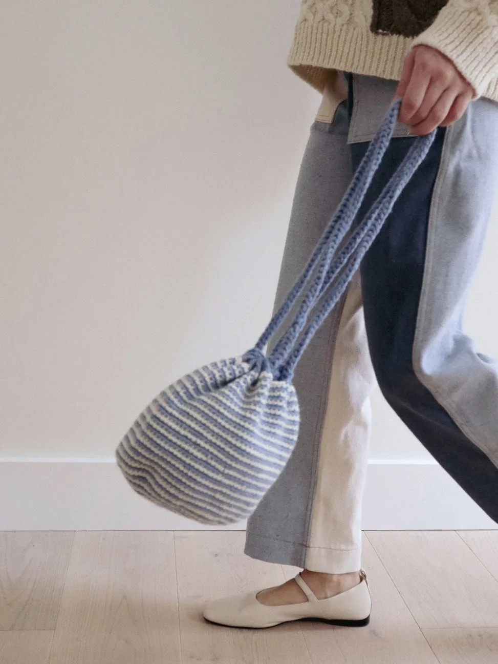 Blue & White “Dusk” Bola Bag