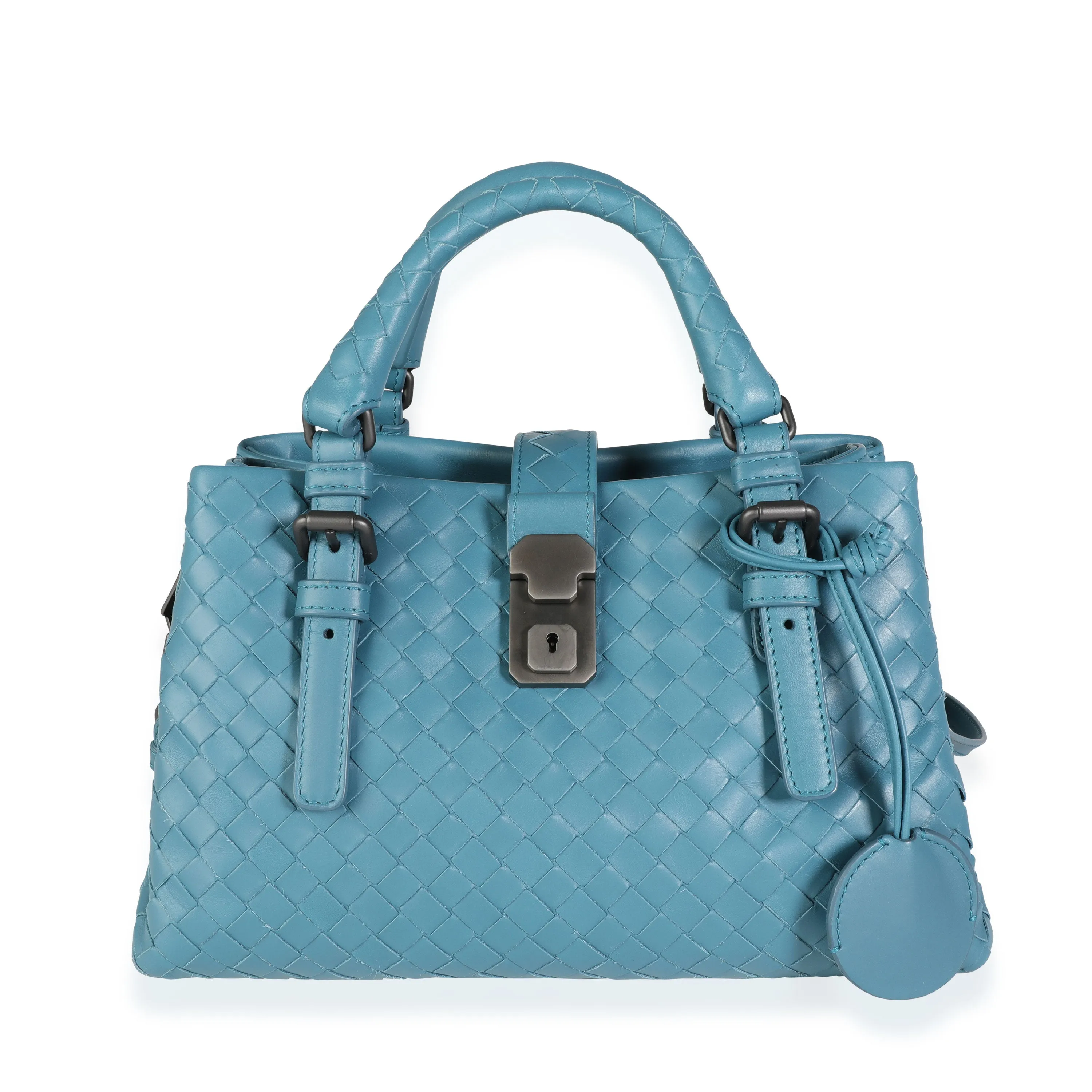 Bottega Veneta Turquoise Intrecciato Small Roma Tote