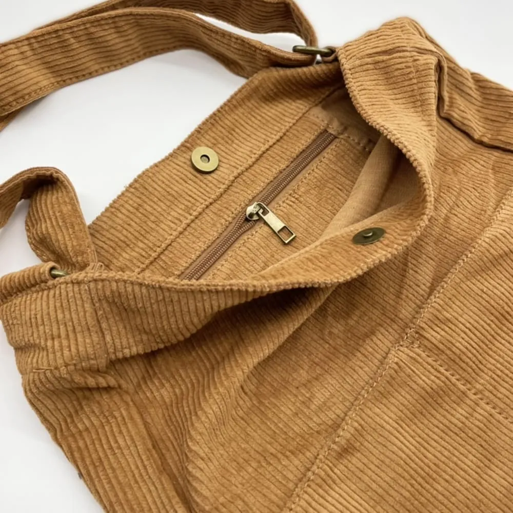 Brown Corduroy Crossbody Bag