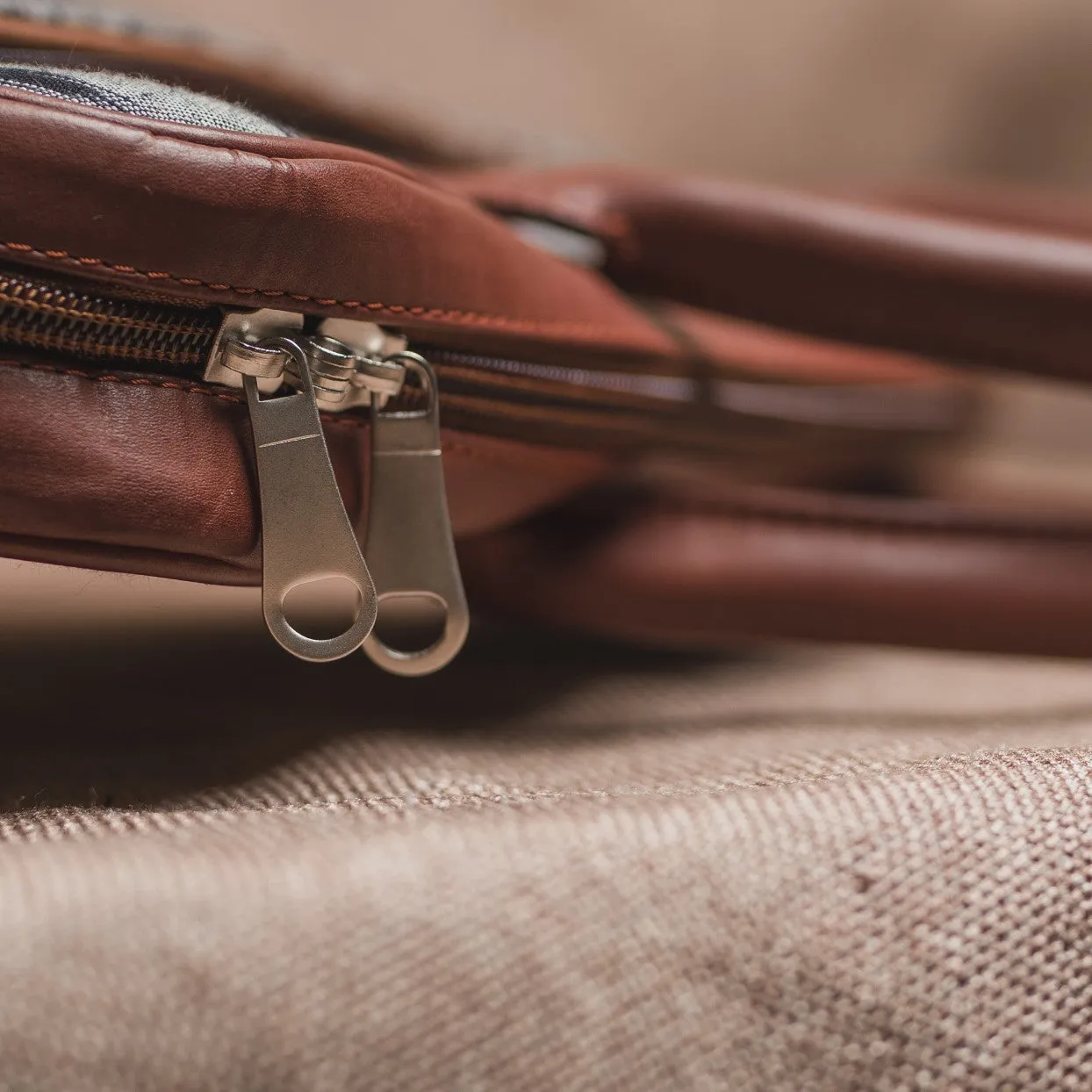 Brown Floral Motif Laptop Bag