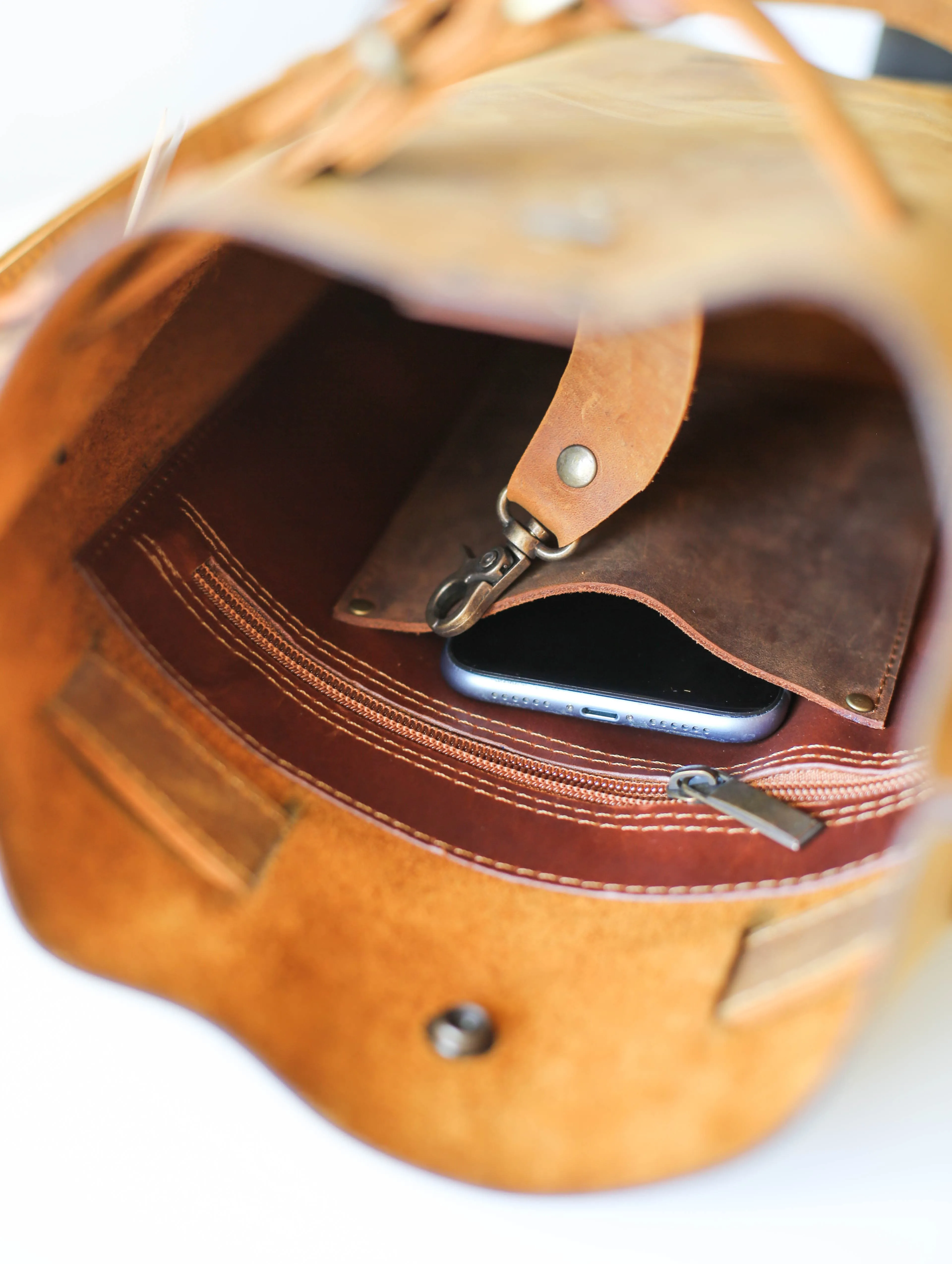 Brown/Black Large Leather Backpack