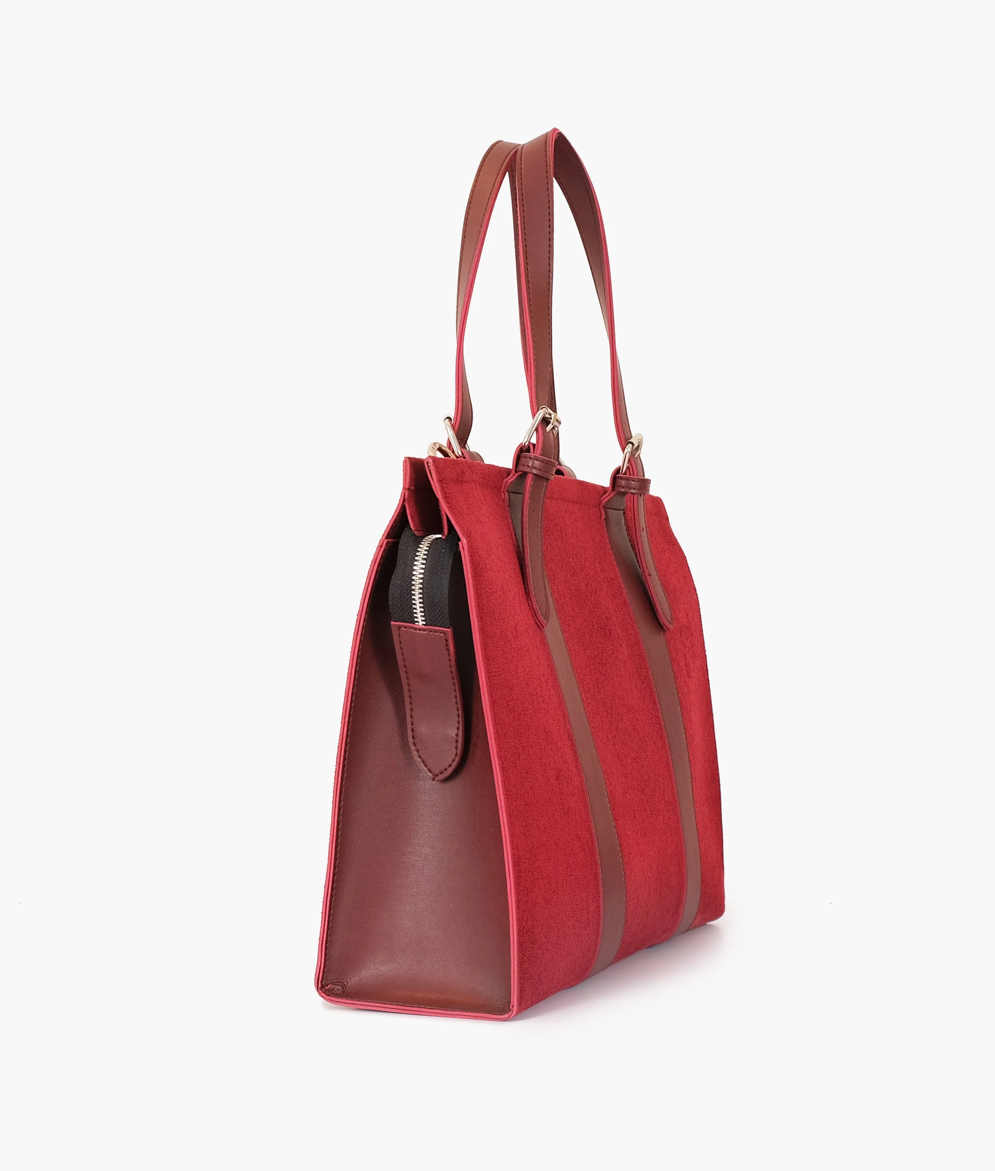 Burgundy suede laptop bag with sleeve