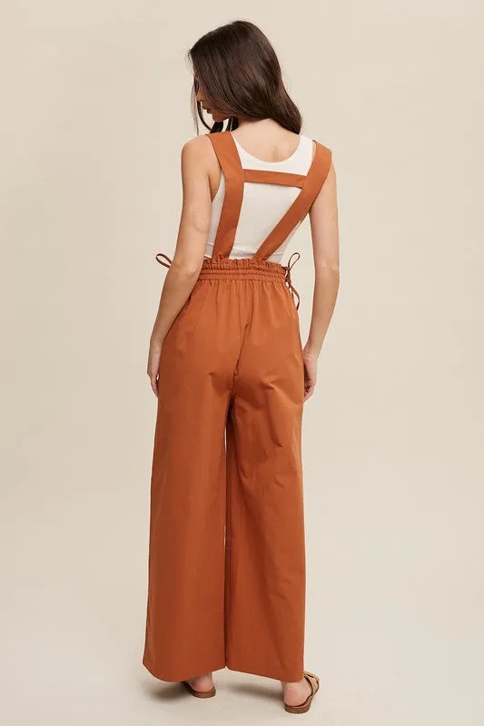 Butter Scotch Suspender Style Wide Leg Jumpsuit