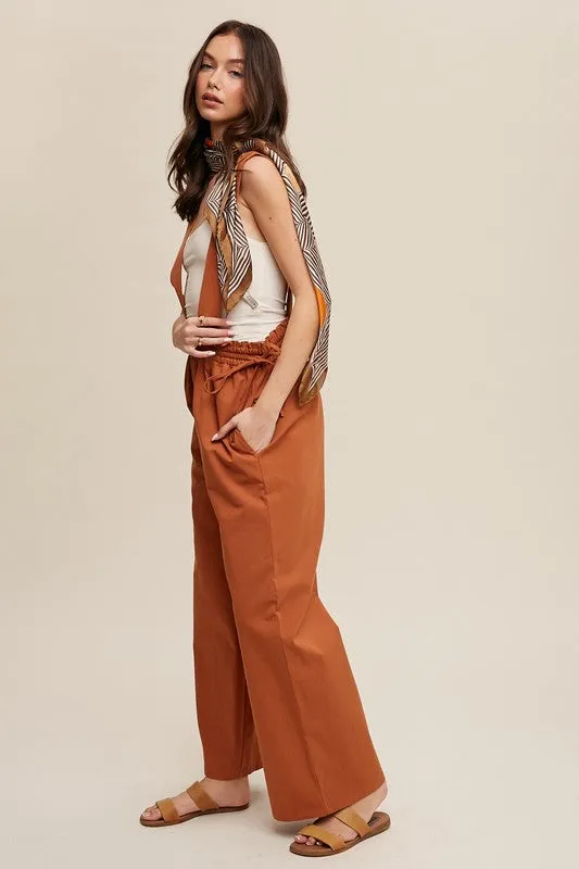 Butter Scotch Suspender Style Wide Leg Jumpsuit